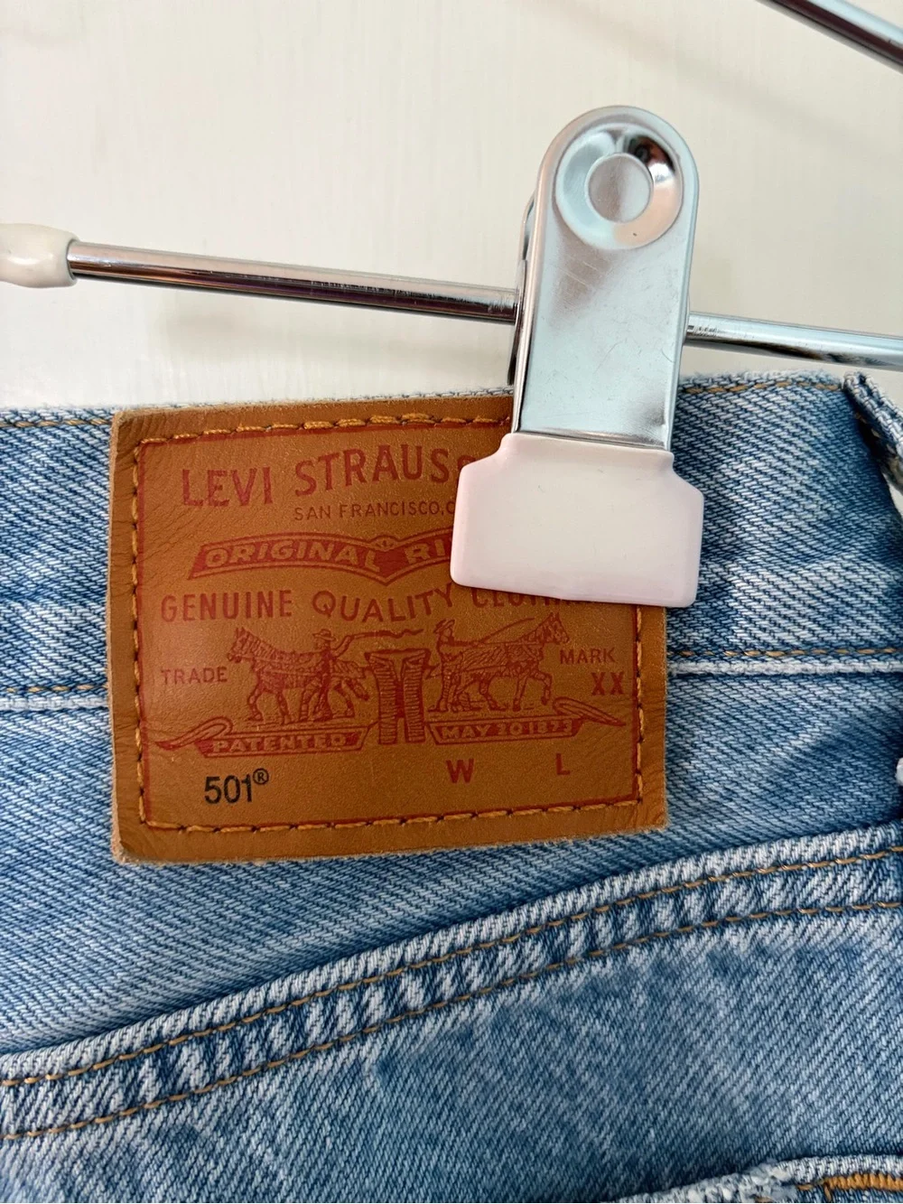 501 High Waisted Levi's Denim Mini Skirt with Frayed Hem